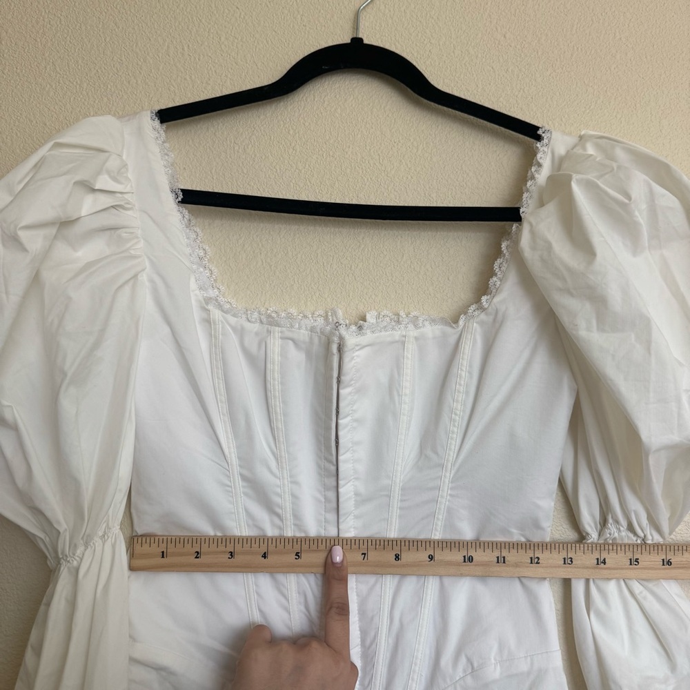 HOUSE OF CB 'Matilda' White Puff Sleeve Corset Dress NWOT Size S - Picture 9 of 9